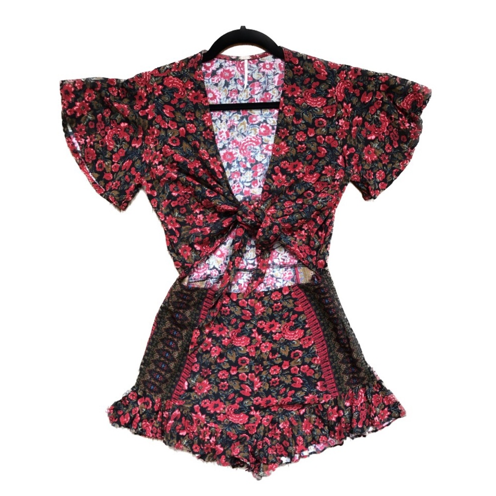 Free People Floral Front-Tie Romper